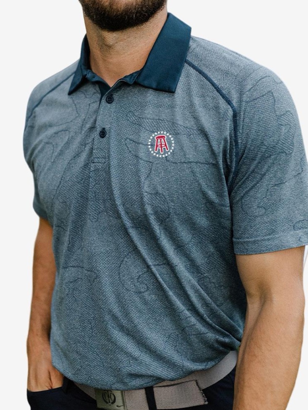 UNRL x Barstool Sports Golf Polo | Heather Blue Performance Shirt | Size L | NWT